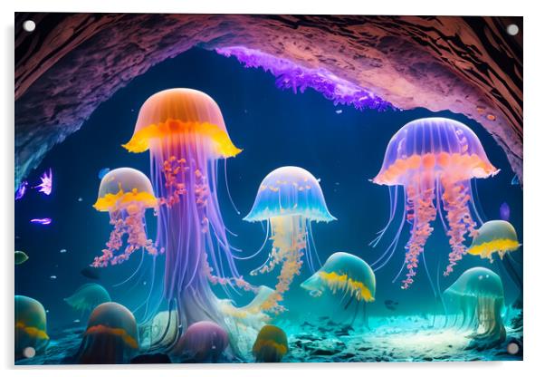 Jellyfish 2 Acrylic by Steve Purnell