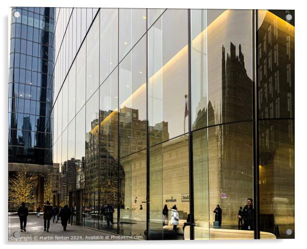 New York City window reflections Acrylic by Martin fenton