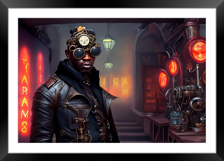 Steampunk Man Framed Mounted Print by Steve Purnell