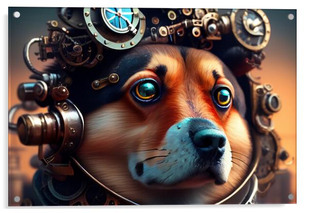 Steampunk Dog Acrylic by Steve Purnell