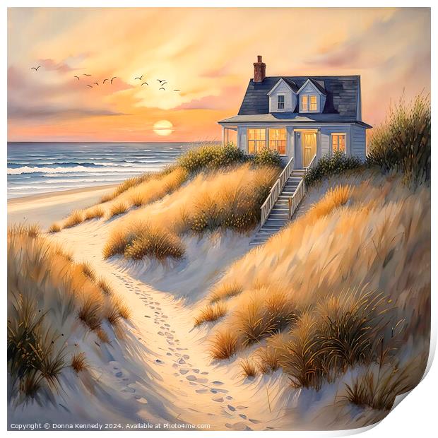 Cottage By the Sea  Print by Donna Kennedy