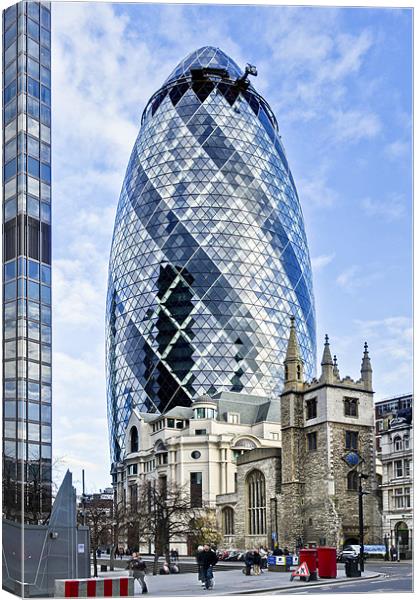 Gherkin and St Andrew's Canvas Print by Gary Eason