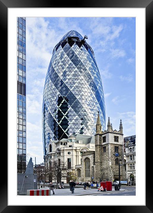 Gherkin and St Andrew's Framed Mounted Print by Gary Eason