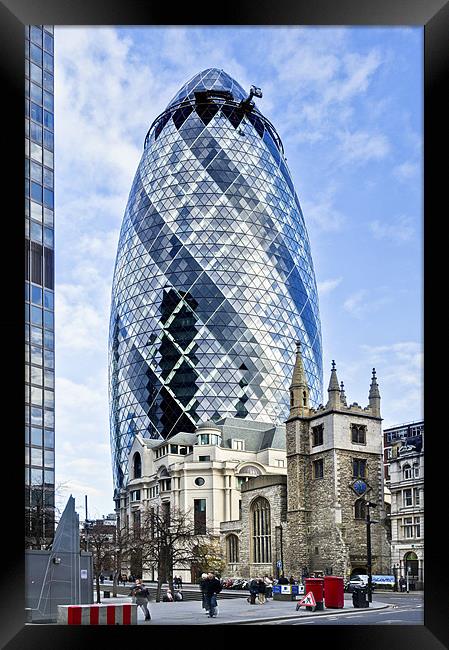 Gherkin and St Andrew's Framed Print by Gary Eason