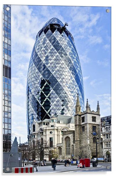 Gherkin and St Andrew's Acrylic by Gary Eason