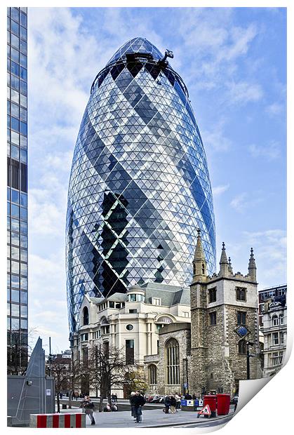 Gherkin and St Andrew's Print by Gary Eason