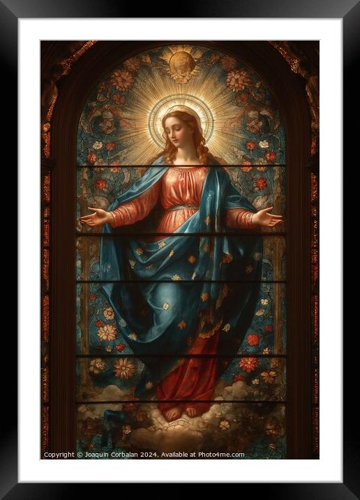 The Virgin Mary, painted on the glass of a polychr Framed Mounted Print by Joaquin Corbalan