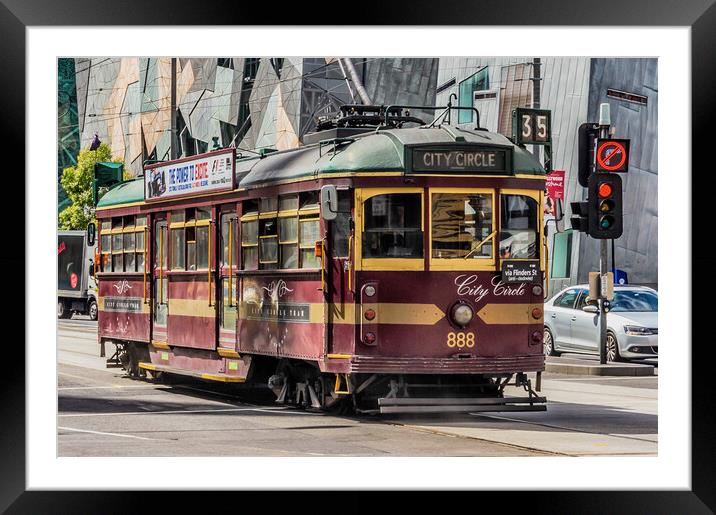 City Circle tram passing through Federation Square, Framed Mounted Print by Kevin Hellon