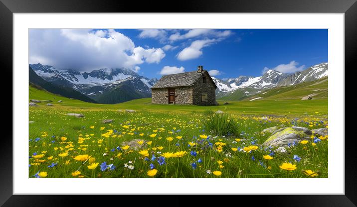 Alpine Flower Meadow Framed Mounted Print by T2 