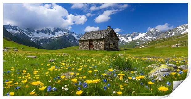 Alpine Flower Meadow Print by T2 