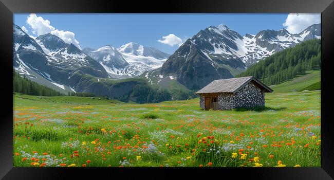 Alpine Flower Meadow Framed Print by T2 