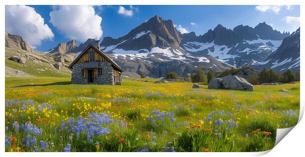 Alpine Flower Meadow Print by T2 