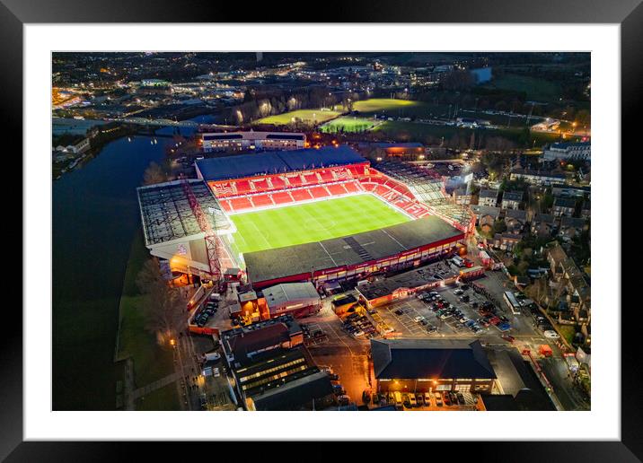 The City Ground at Night Framed Mounted Print by Apollo Aerial Photography