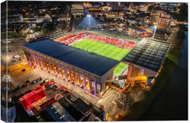 The City Ground Night Match Canvas Print by Apollo Aerial Photography