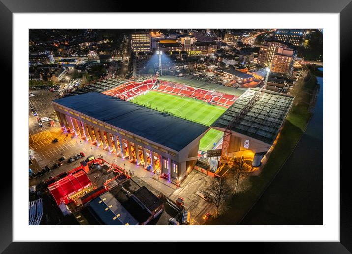 The City Ground Night Match Framed Mounted Print by Apollo Aerial Photography