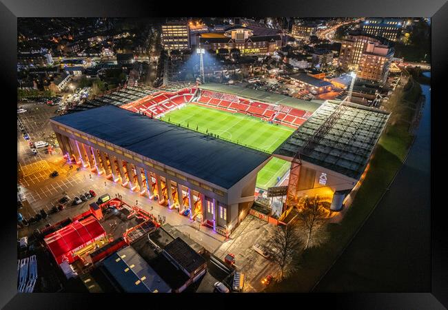 The City Ground Night Match Framed Print by Apollo Aerial Photography
