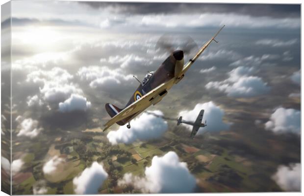 Supermarine Spitfire In The Fight Canvas Print by J Biggadike