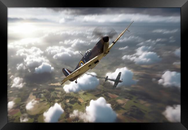 Supermarine Spitfire In The Fight Framed Print by J Biggadike