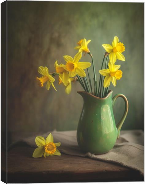 Daffodils in a Jug Canvas Print by T2 