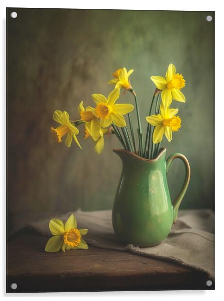 Daffodils in a Jug Acrylic by T2 