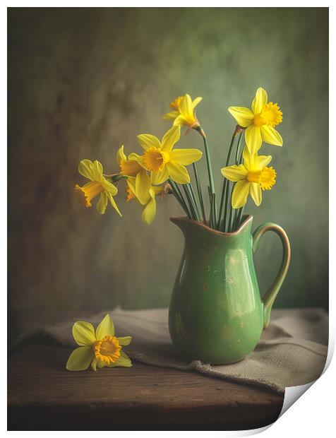Daffodils in a Jug Print by T2 