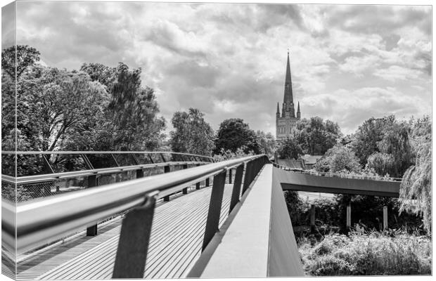 Jarrold Bridge leads to Norwich Cathedral Canvas Print by Jason Wells