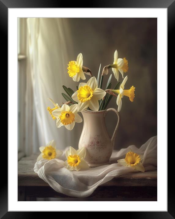 Daffodils in a Jug Framed Mounted Print by T2 