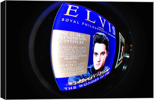 Elvis Presley on Tour The Exhibition at The O2 Arena in London E Canvas Print by Andy Evans Photos