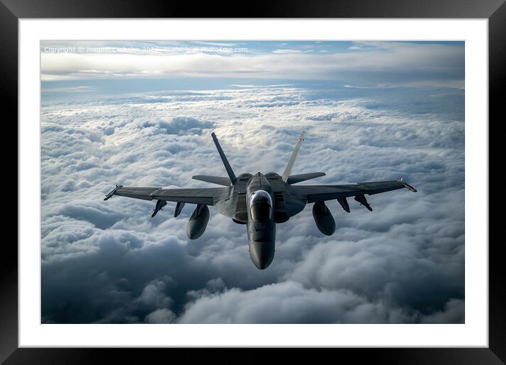 Latest technology fighters, flying at high altitud Framed Mounted Print by Joaquin Corbalan