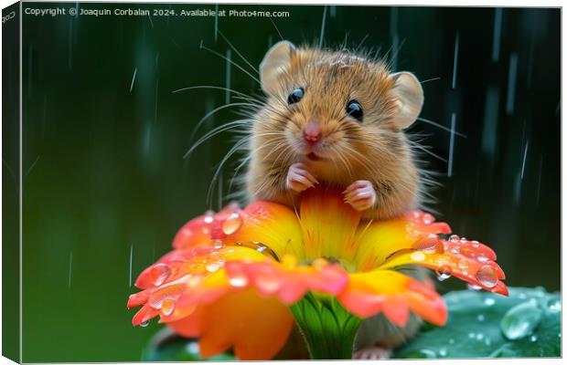 A rodent, like a little mouse, on a flower cooling Canvas Print by Joaquin Corbalan