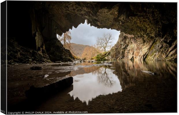Rydal cave Grasmere 1037 Canvas Print by PHILIP CHALK