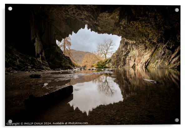 Rydal cave Grasmere 1037 Acrylic by PHILIP CHALK
