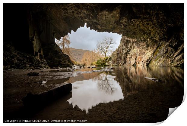 Rydal cave Grasmere 1037 Print by PHILIP CHALK