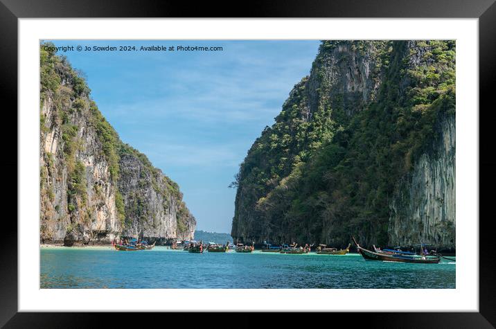 Pileh Bay, Phi Phi Island, Thailand Framed Mounted Print by Jo Sowden