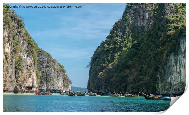 Pileh Bay, Phi Phi Island, Thailand Print by Jo Sowden
