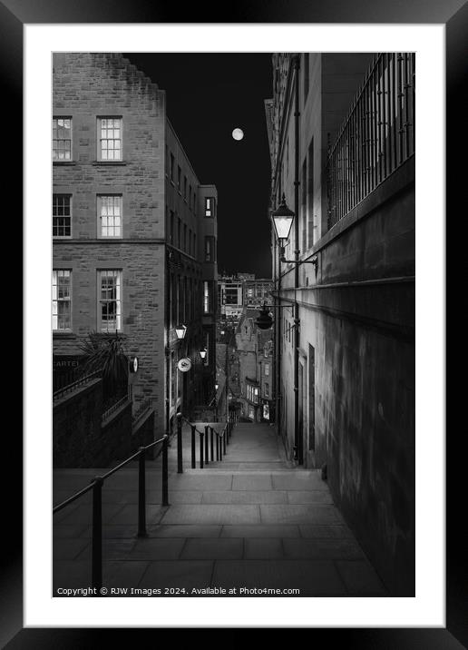 Edinburgh Black and White Framed Mounted Print by RJW Images