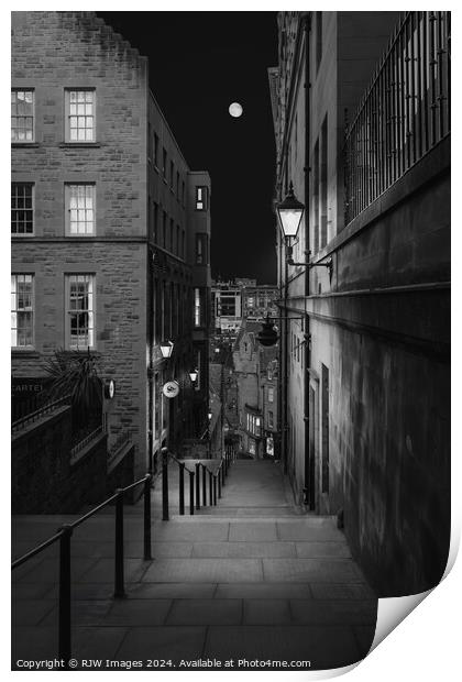 Edinburgh Black and White Print by RJW Images