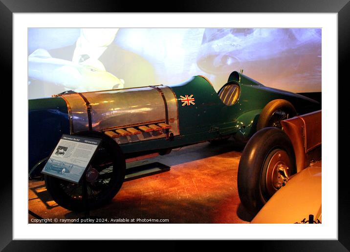 350hp Sunbeam Land Speed Record Vehicle Framed Mounted Print by Ray Putley