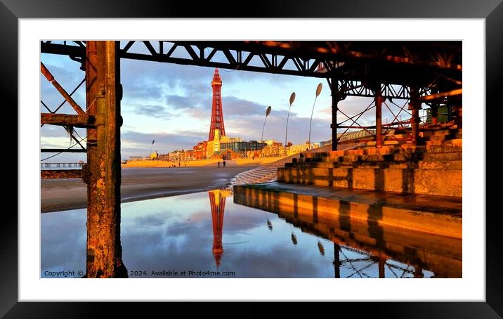 Blackpool Tower Reflections Framed Mounted Print by Michele Davis