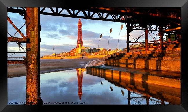 Blackpool Tower Reflections Framed Print by Michele Davis