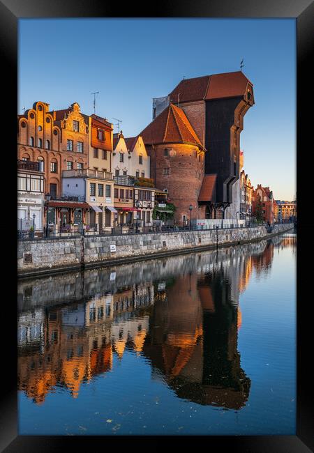 Crane in Old Town of Gdansk at Sunrise Framed Print by Artur Bogacki