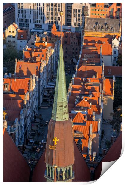 View Above Mariacka Street In Gdańsk Print by Artur Bogacki