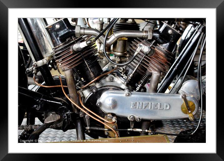 1914 Royal Enfield 3hp on display at Beaulieu Motor Museum, England, UK. Framed Mounted Print by Ray Putley