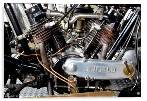 1914 Royal Enfield 3hp on display at Beaulieu Motor Museum, England, UK. Acrylic by Ray Putley