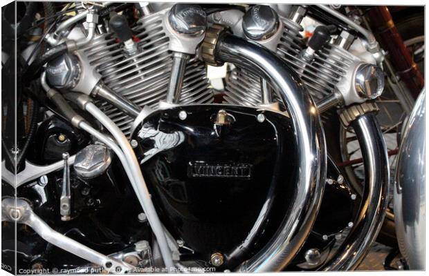 1955 Vincent Black Shadow Series D Engine. Canvas Print by Ray Putley