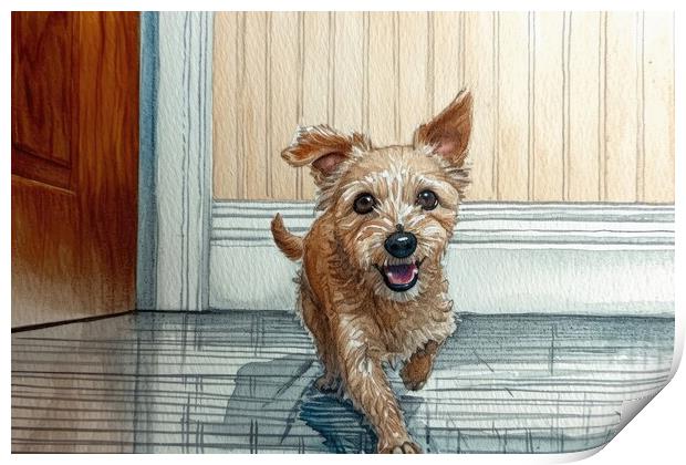 A beautiful watercolor painting of a cute dog. Print by Michael Piepgras