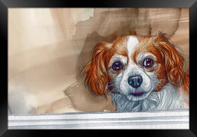 A beautiful watercolor painting of a cute dog. Framed Print by Michael Piepgras