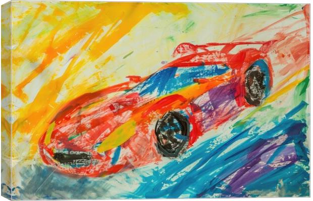 A childs painting of a fast car. Canvas Print by Michael Piepgras