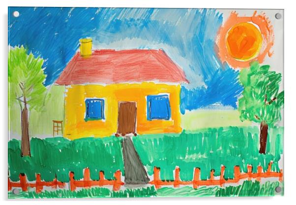 A childs painting of his home house. Acrylic by Michael Piepgras