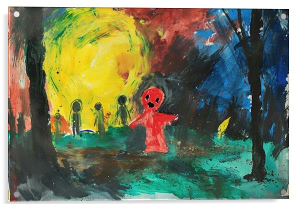 A childs painting of its scaring dreams. Acrylic by Michael Piepgras